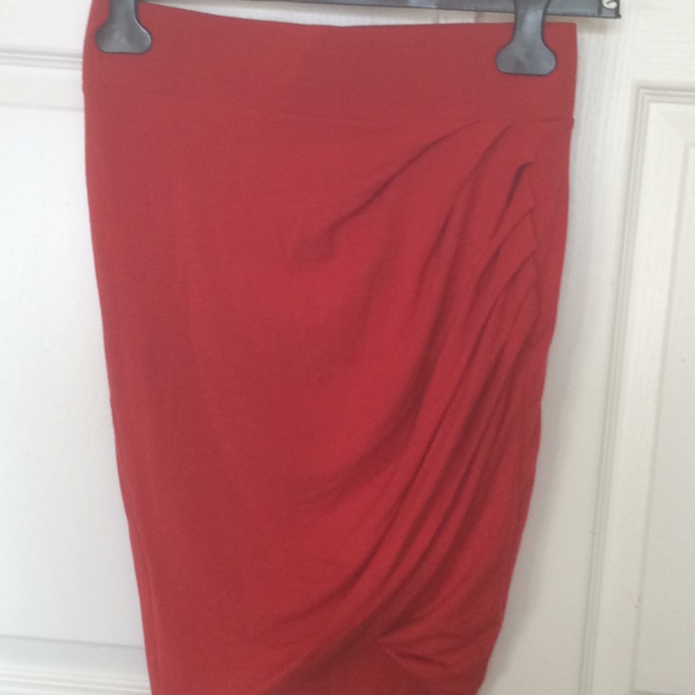 Helmut Lang red skirt with ruching
